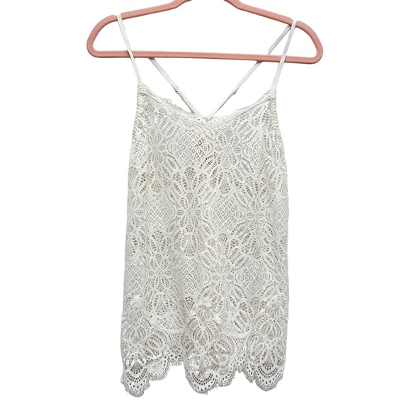 Victoria's Secret Tops - NWT Victoria’s Secret White Lace Scallop Hem Sheer Cami Tank Top Size Medium